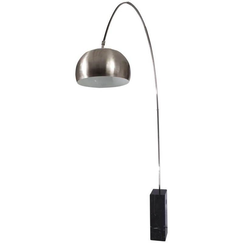 LeisureMod Arco Lamp with Marble Cube Base