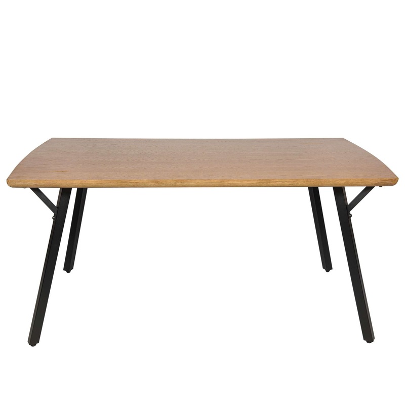 LeisureMod Ravenna Modern Rectangular Wood 63" Dining Table With Metal Y-Shaped Joint Legs