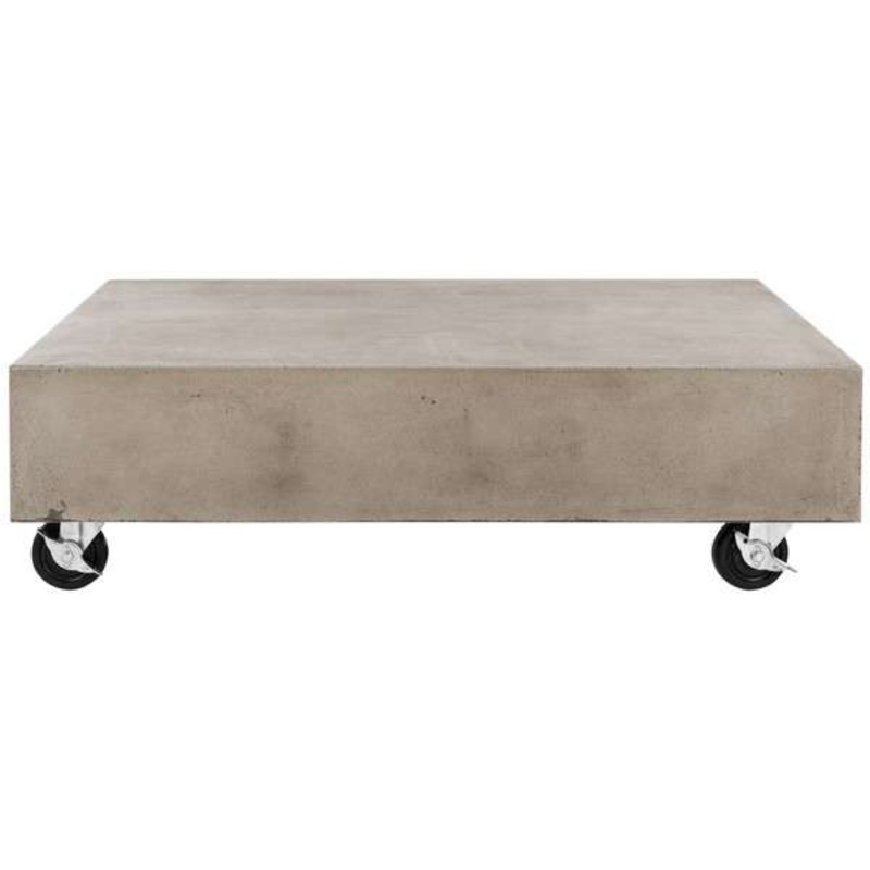 Safavieh Gargon Indoor/Outdoor Modern Concrete 9.84-Inch H Coffee Table With Casters