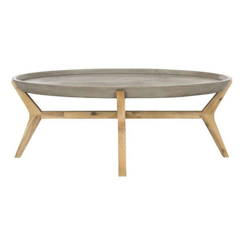 Safavieh Hadwin Indoor/Outdoor Modern Concrete Oval 31.5-Inch Dia Coffee Table