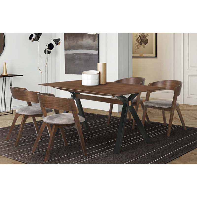Laredo and Jackie 5 Piece Walnut Rectangular Dining Set By Armen Living