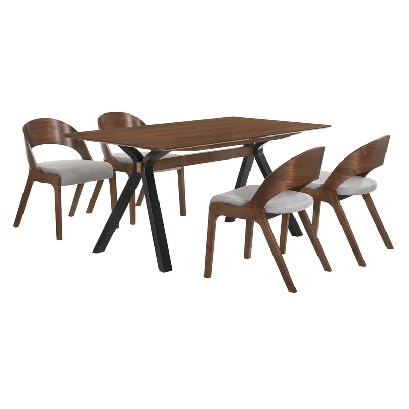 Laredo and Polly 5 Piece Walnut Rectangular Dining Set By Armen Living