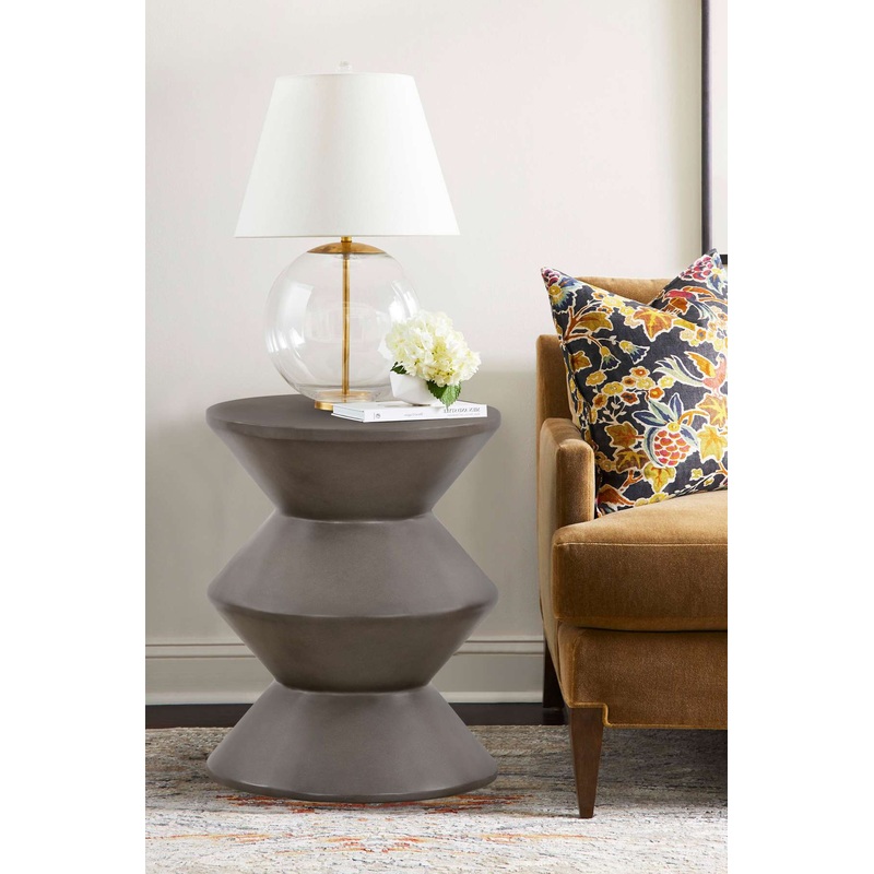 Lizzie Concrete Indoor Outdoor Accent Stool End Table By Armen Living