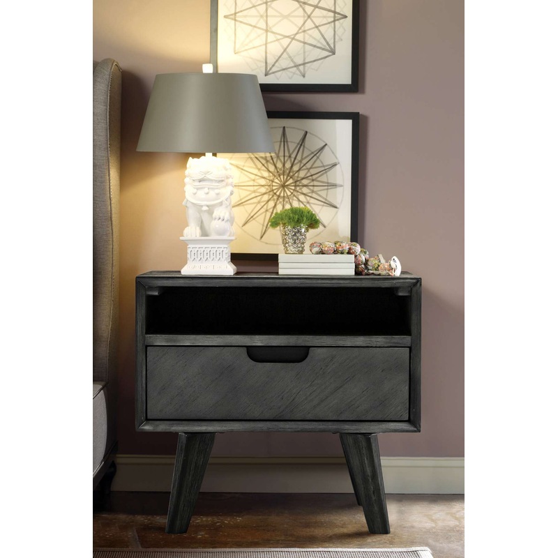 Mohave Mid-Century Tundra Gray Acacia Single Drawer Night Stand By Armen Living