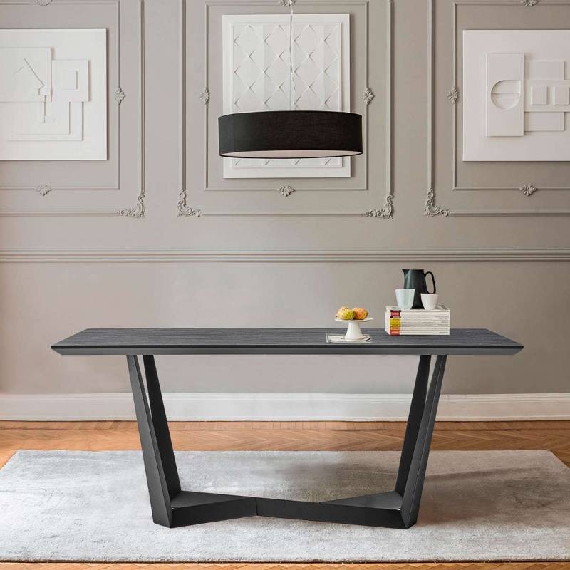 Radford Dark Gray Rectangular Dining Table with Black Finish By Armen Living