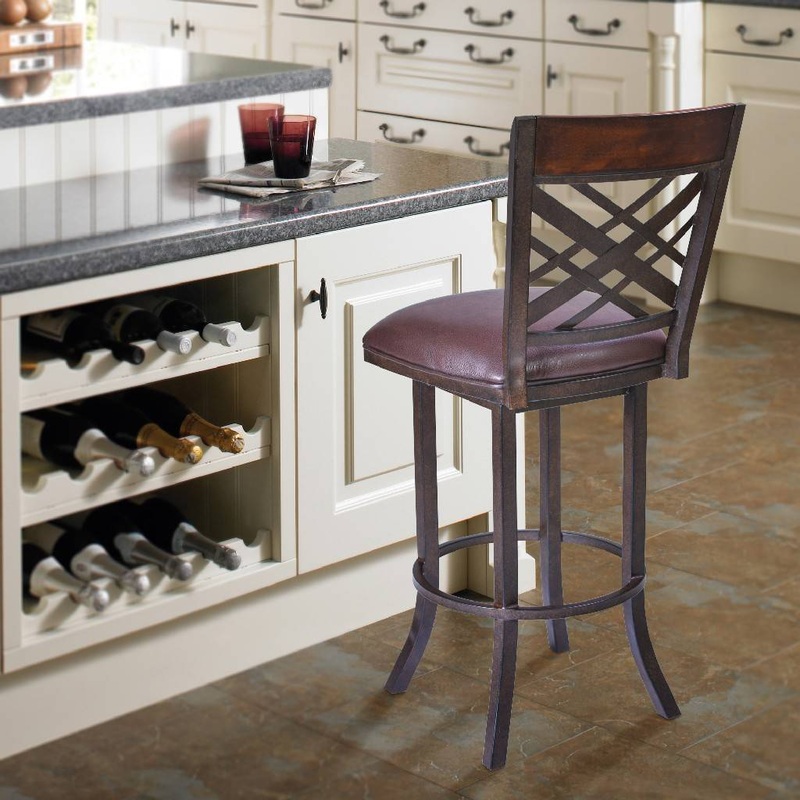 Tahiti 26" Barstool in Auburn Bay finish with Brown Pu upholstery By Armen Living