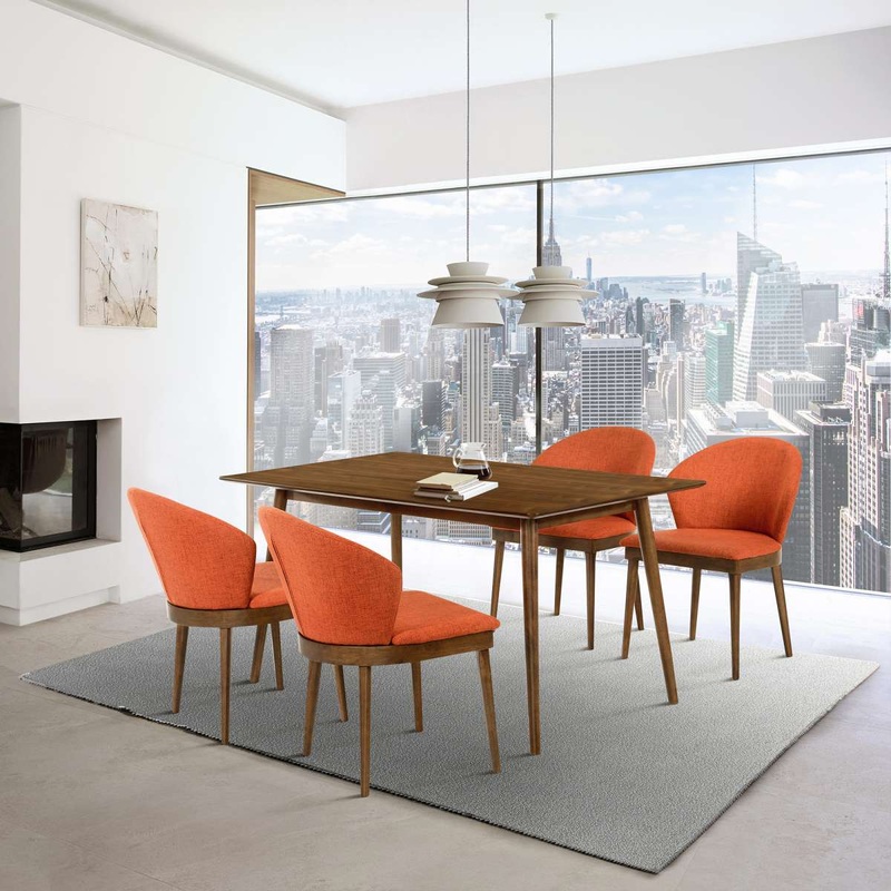 Westmont and Juno Orange and Walnut 5 Piece Dining Set By Armen Living