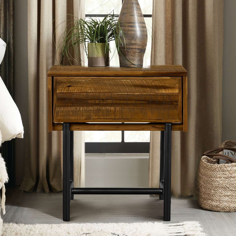 Cusco Rustic Acacia Single Drawer Night stand By Armen Living