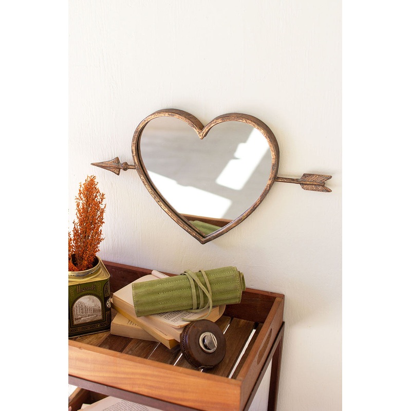 Antique Brass Heart Wall Mirror