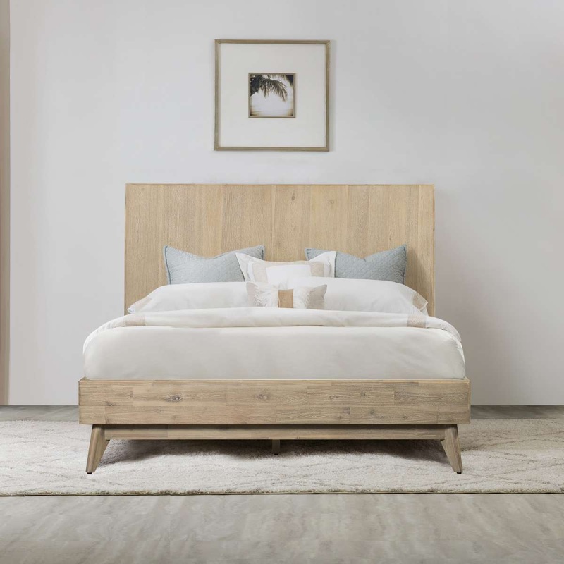 Baly Acacia Mid-Century Gray Sandblast Platform King Bed By Armen Living