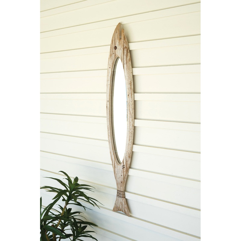 Carved Wooden Fish Mirror