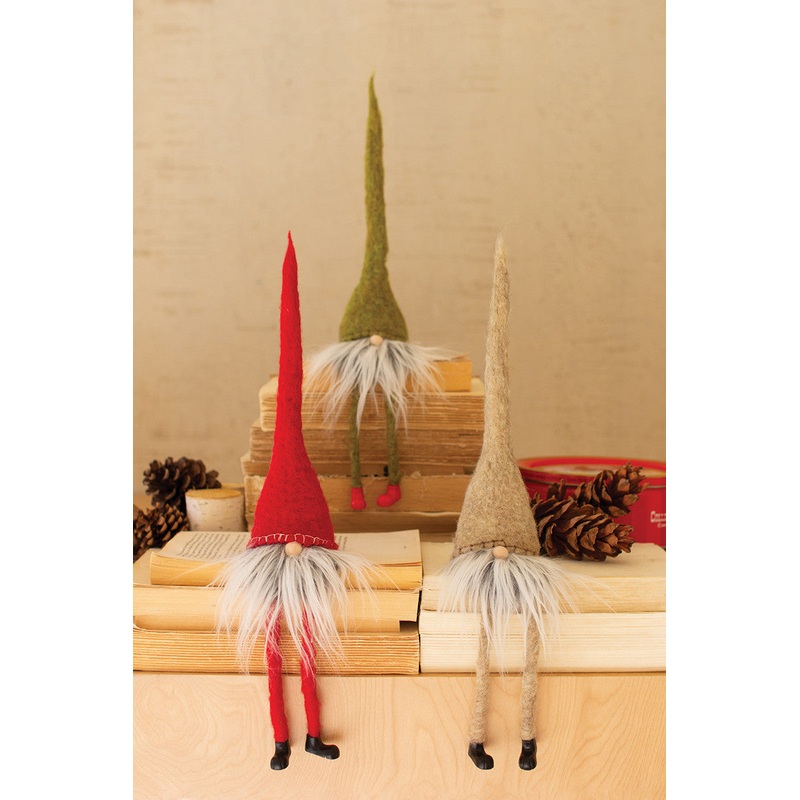 Felt Christmas Gnome Shelf Sitters Set Of 3 By Kalalou