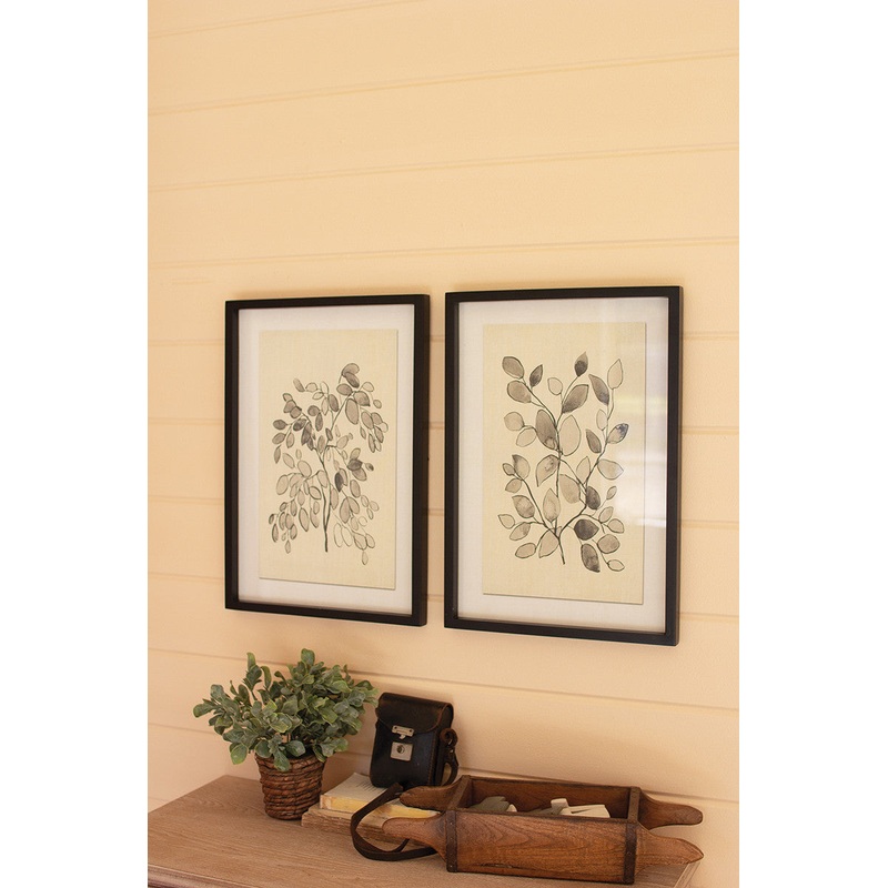 Framed Black Leaves Prints W Glass Set Of 2 By Kalalou