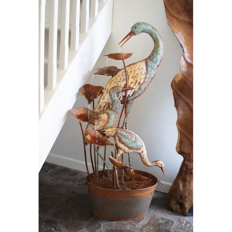 Metal Fountain Large Heron
