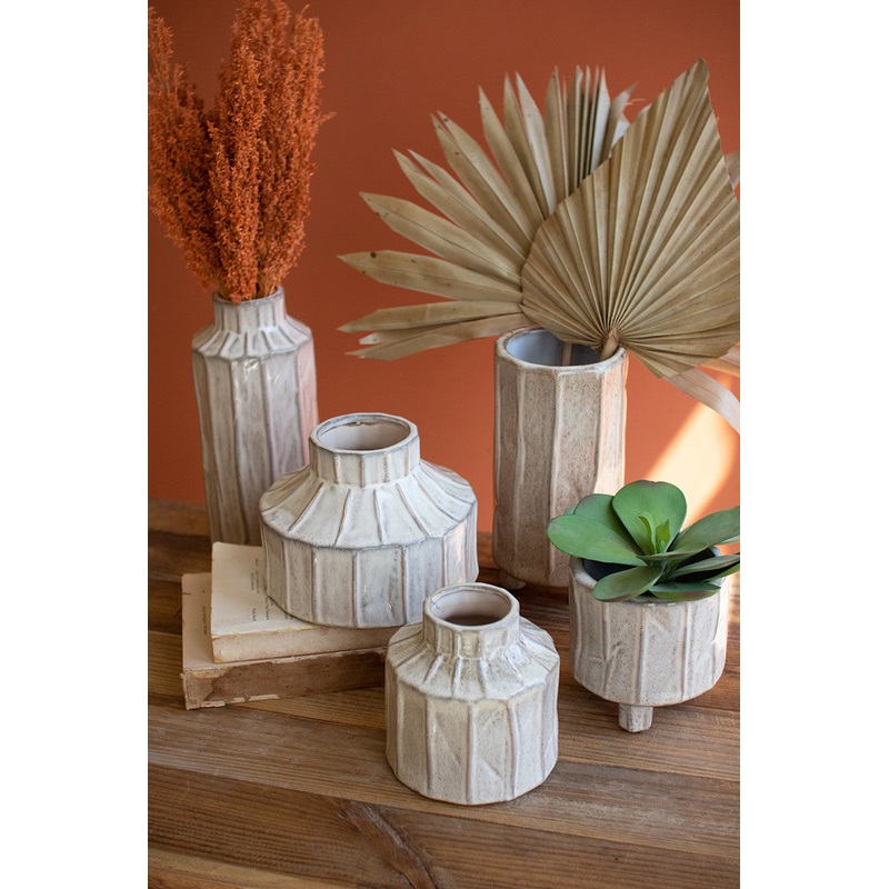 White Ceramic Planters Set Of 5 By kalalou