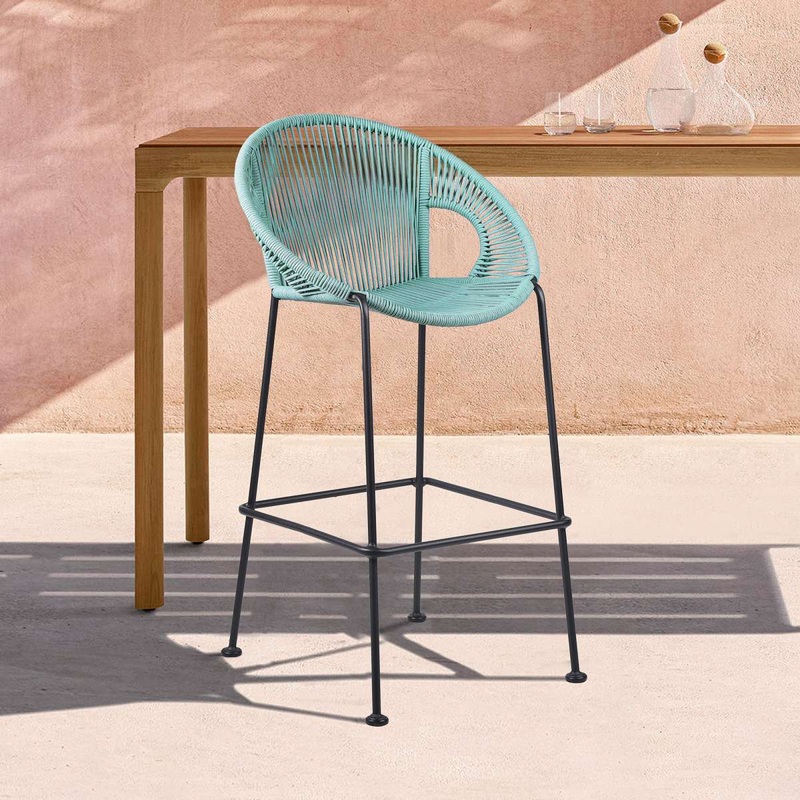 Acapulco 26" Indoor Outdoor Steel Bar Stool with Wasabi Rope By Armen Living