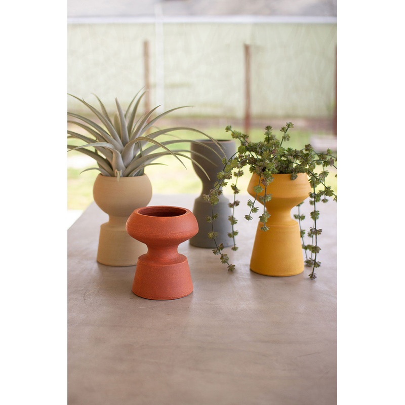 Clay Vases - One Each Color Set Of 4 By Kalalou