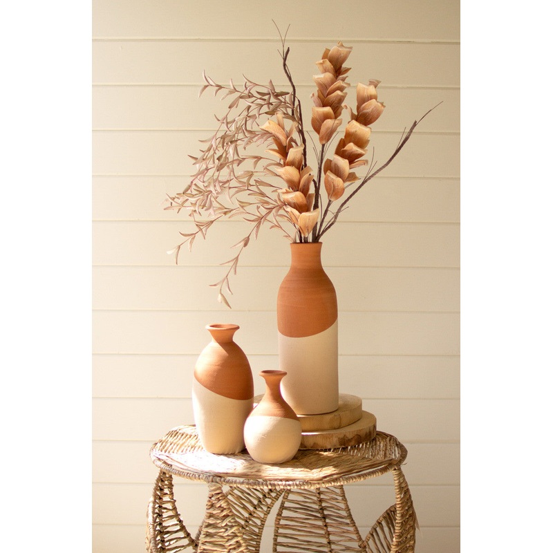 Ivory Dipped Clay Vases Set Of 3 By Kalalou