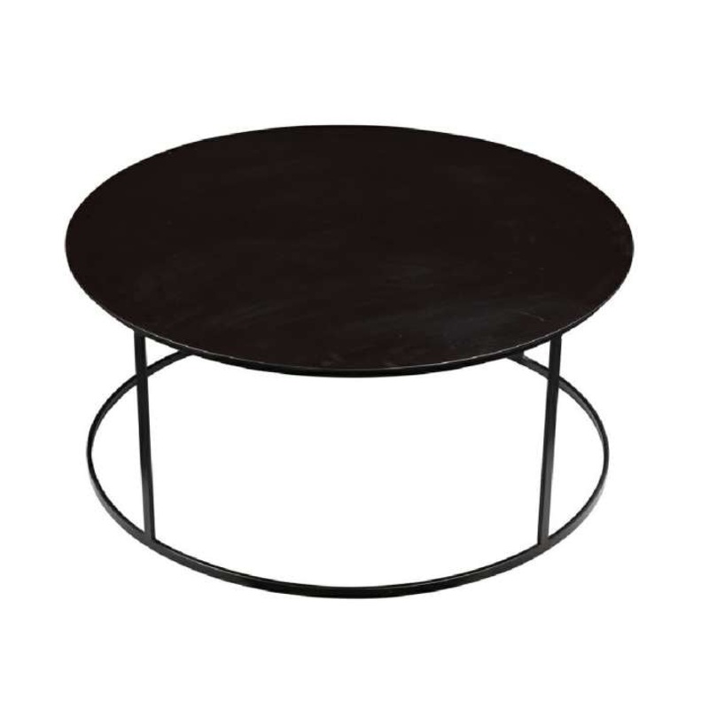 Round Metal Frame Side Table With Tubular Legs, Dark Brown By Benzara