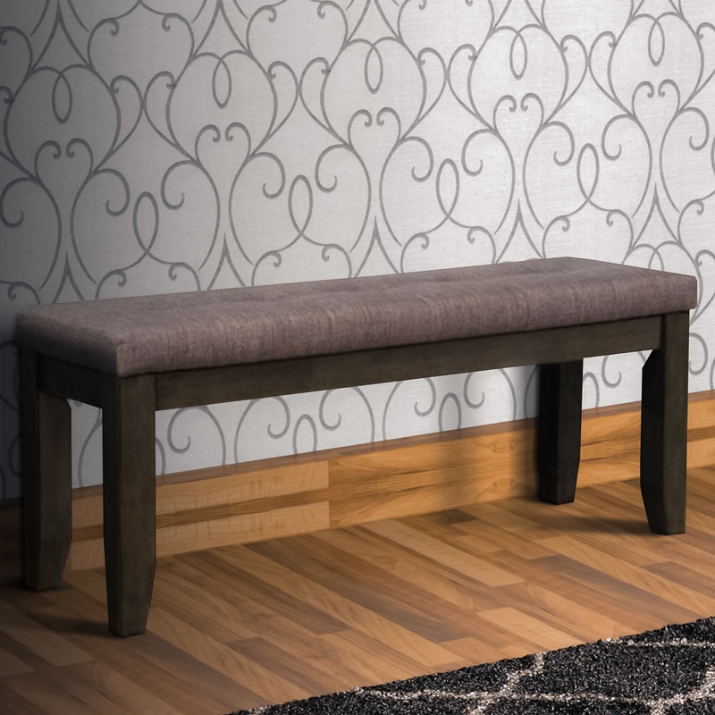 Two Tone Rectangular Bench With Fabric Upholstered Seat, Brown And Gray By Benzara