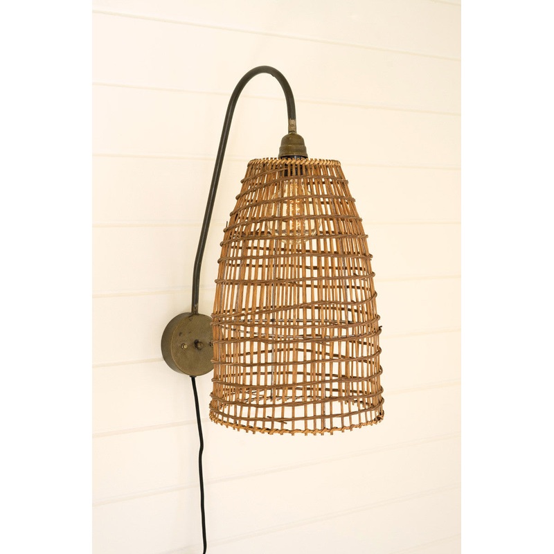 Wicker Dome Wall Sconce Lamp