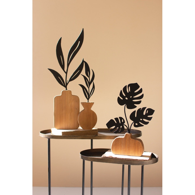 Wood And Metal Bud Vases Set Of 2 By Kalalou