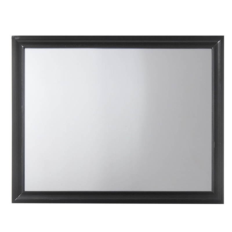 Contemporary Style Wooden Mirror With Raised Frame, Black By Benzara