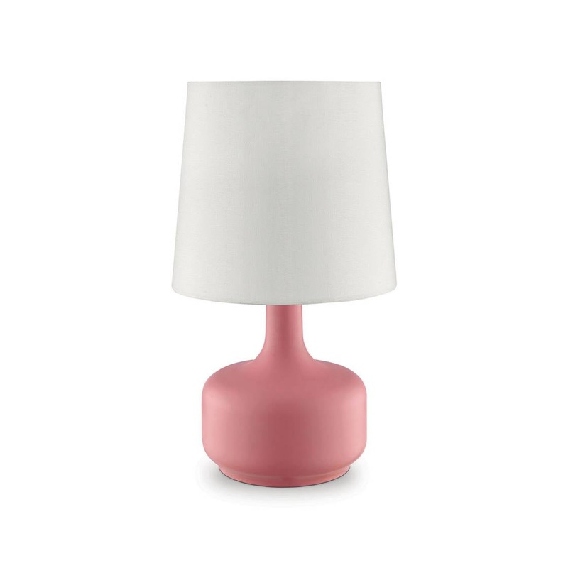 Contemporary Table Lamp With Pot Belly Base With Matte Pink Finish, Pink By Benzara