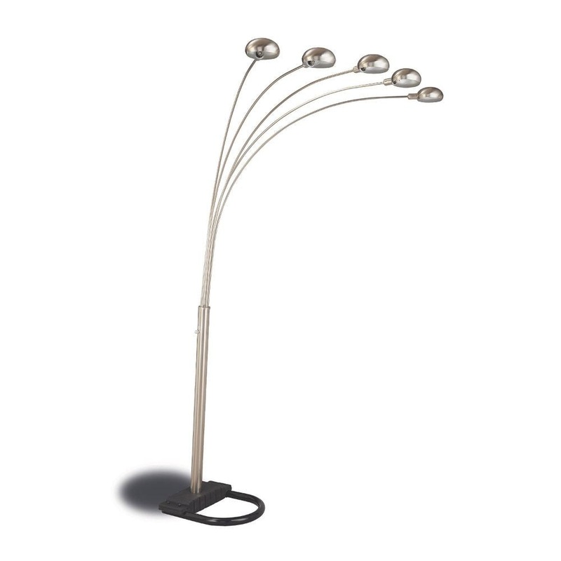 Modern Floor Lamp With Black Bottom Base, Chrome By Benzara