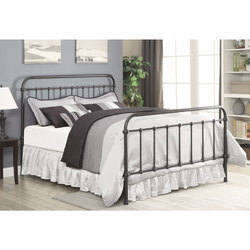 Transitional Styled Metal Queen Bed, Bronze By Benzara