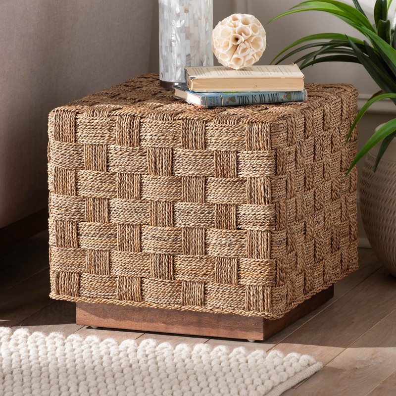Baxton Studio bali & pari Karina Bohemian Natural Seagrass End Table