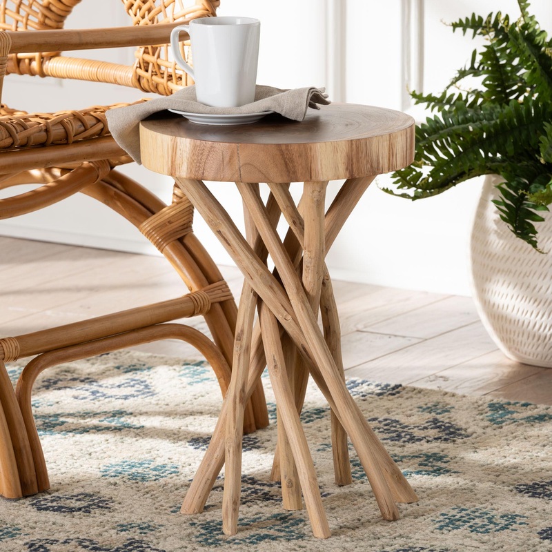 Baxton Studio bali & pari Liberte Natural Teak Wood End Table