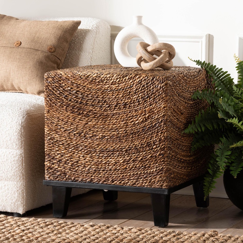 Baxton Studio bali & pari Verino Bohemian Natural Seagrass End Table