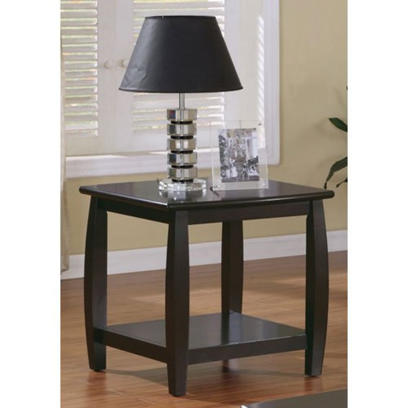 Contemporary Style Solid Wood End Table With Slightly Rounded Shape, Dark Brown By Benzara