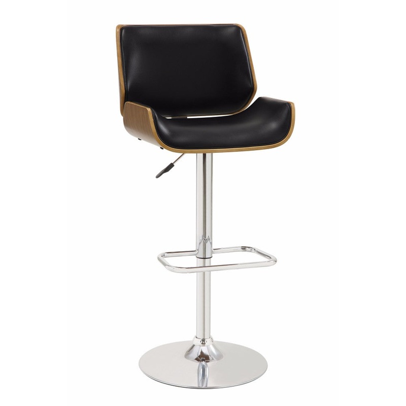 Adjustable Bar Height Stool, Black & Walnut By Benzara