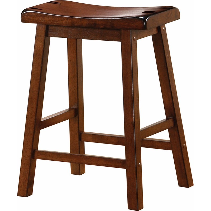 Wooden Casual Counter Height Stool, Chestnut Brown, Set Of 2 By Benzara