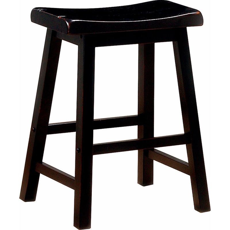 Wooden Casual Counter Height Stool, Dark Brown, Set Of 2 By Benzara