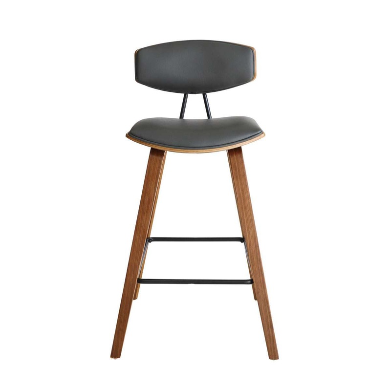 28.5 Inches Contoured Seat Leatherette Barstool, Brown By Benzara