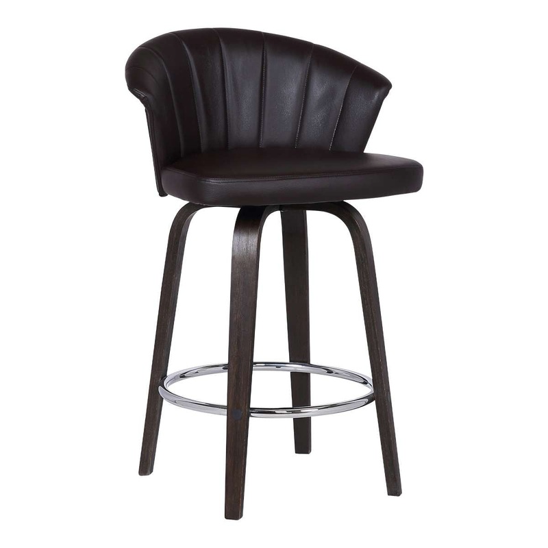 30" Channel Stitched Faux Leather Barstool With Tapered Legs, Brown By Benzara