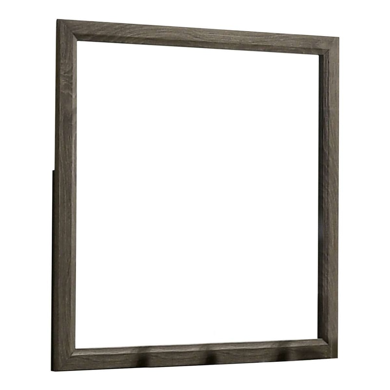 35 Inch Transitional Style Wooden Frame Mirror, Gray By Benzara
