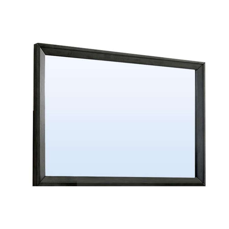 45 Inch Rectangular Wooden Frame Contemporary Mirror, Gray By Benzara
