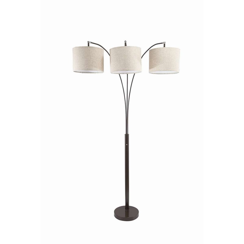 Floor Lamp With 3 Arched Arms And Fabric Shades, Bronze By Benzara