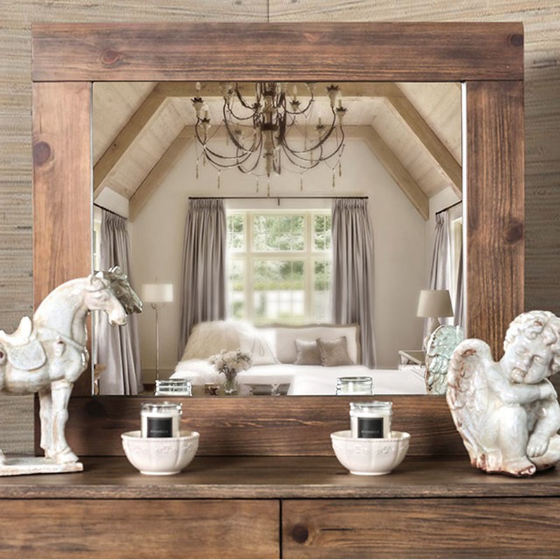 Janeiro Transitional Style Mirror In Rustic Natural Tone Finish By Benzara