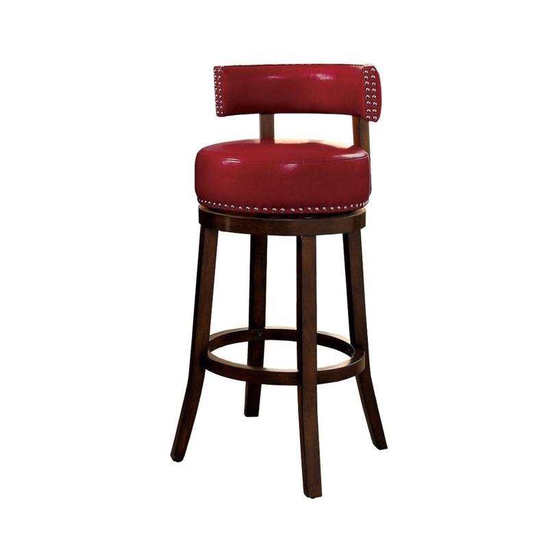 Shirley 29" Barstool Withpu Cushion, Red Finish, Set Of 2 By Benzara