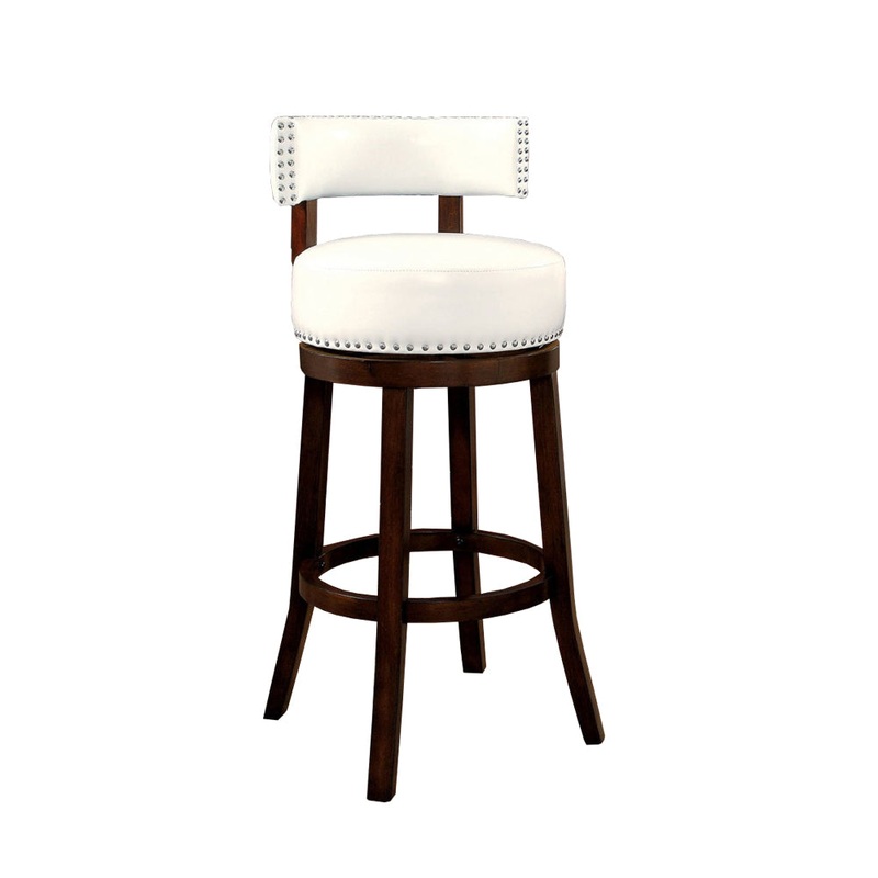 Shirley 29" Barstool Withpu Cushion, White Finish, Set Of 2 By Benzara