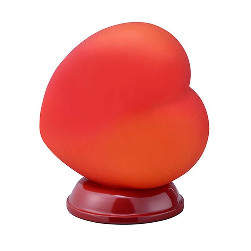 Table Lamp With Heart Shaped Glass Shade, Red By Benzara