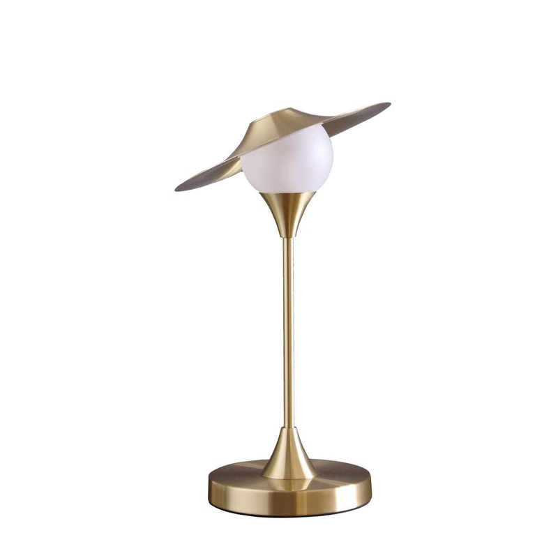 Table Lamp With Metal Base And Glass Globe Shade, Gold By Benzara