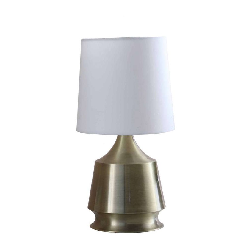 Table Lamp With Metal Bottle Shape Base, Antique Brass By Benzara