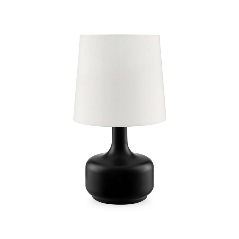 Table Lamp With Teardrop Metal Base And Fabric Shade, Black By Benzara