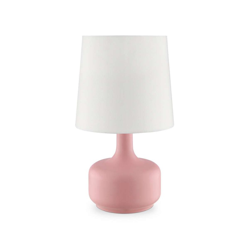 Table Lamp With Teardrop Metal Base And Fabric Shade, Pink By Benzara